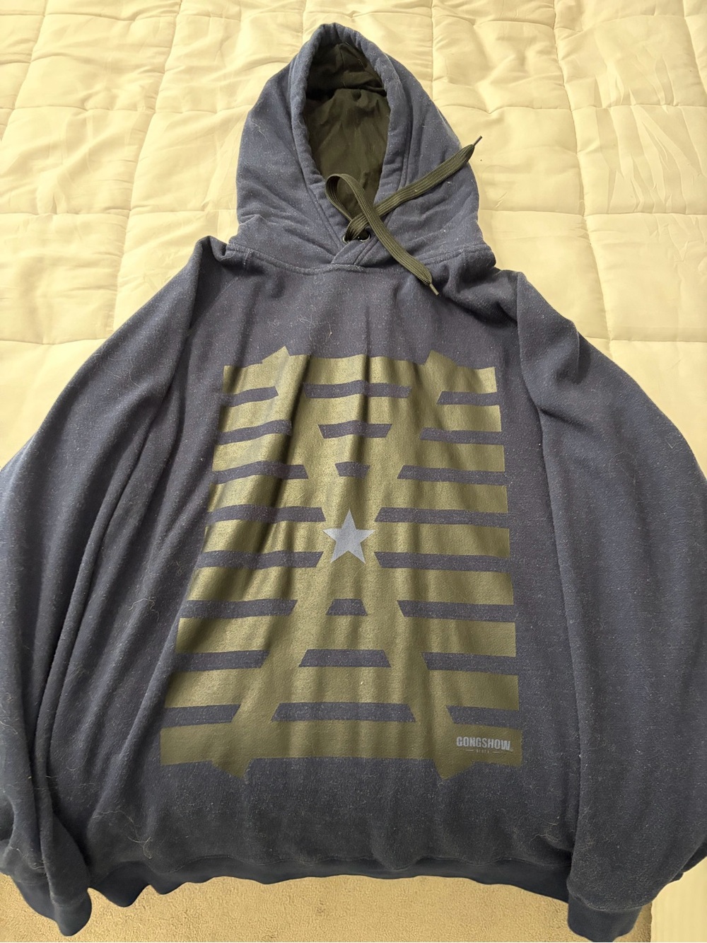 Men's Gongshow Navy Hooded Sweatshirt with Olive Graphic